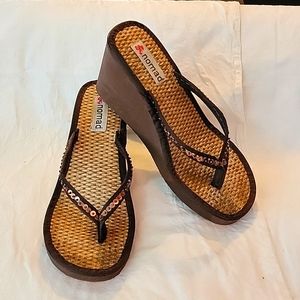 Nomad Sequin Wedge Sandals